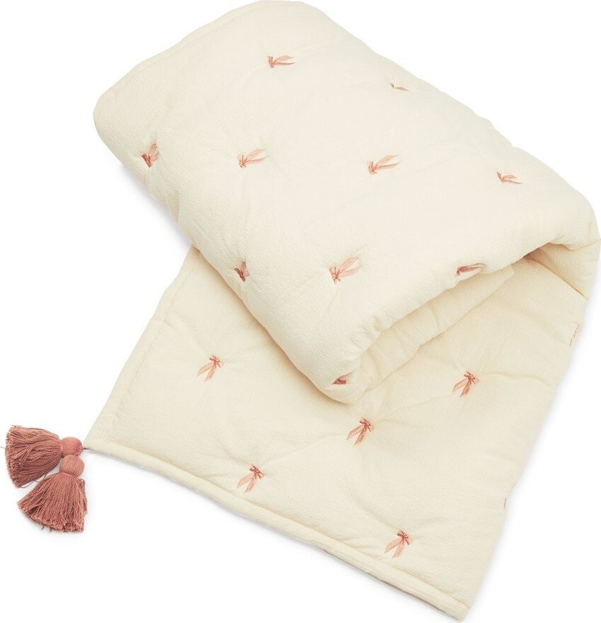 Světle žlutá/růžová prošívaná dětská deka z Bio bavlny 90x120 cm Bows – Cam Cam Copenhagen