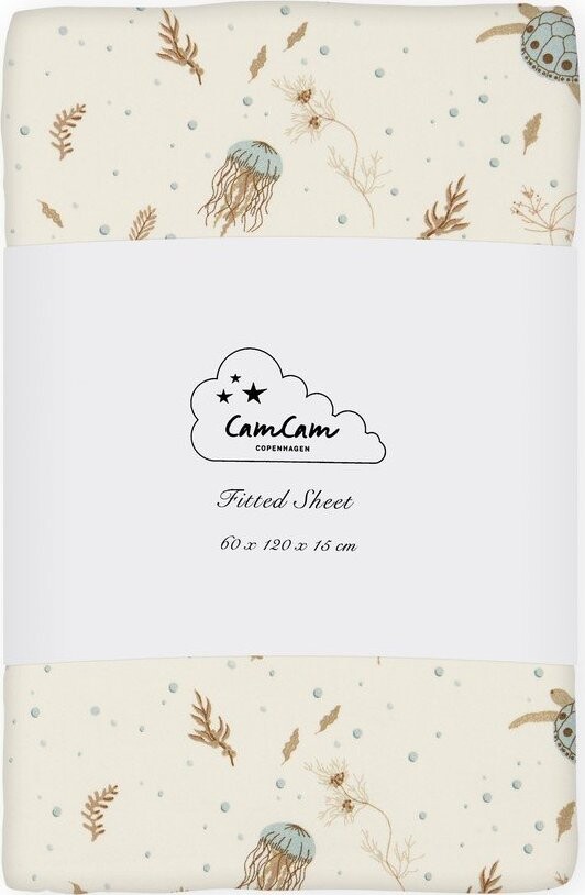 Světle žluté napínací dětské prostěradlo do postýlky z Bio bavlny 60x120 cm Sea Garden – Cam Cam Copenhagen