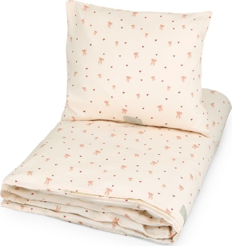 Světle žluté/růžové dětské povlečení na jednolůžko z Bio bavlny 140x200 cm Bows – Cam Cam Copenhagen