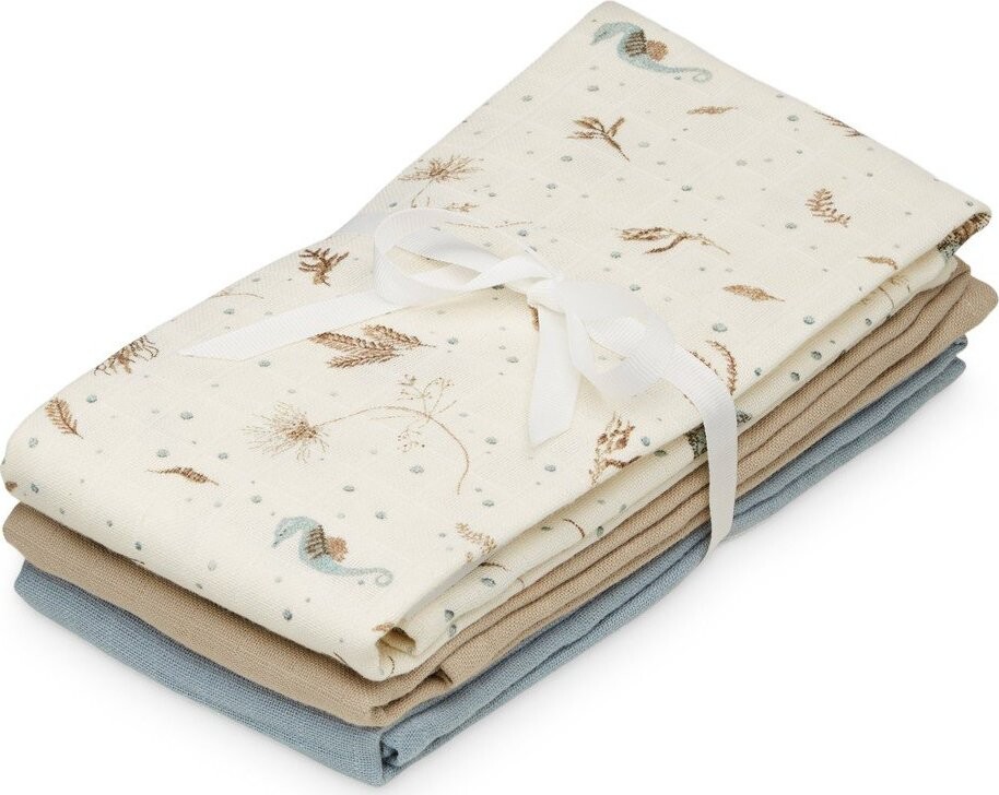 Světle žlutá pleny 3 ks z Bio bavlny 70x70 cm Sea Garden – Cam Cam Copenhagen