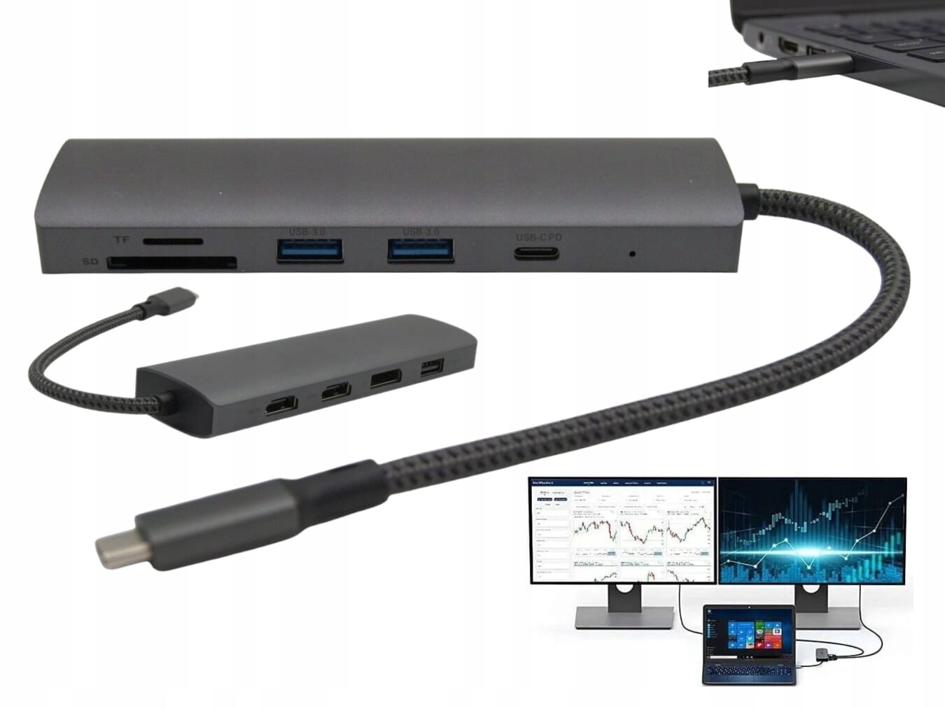 Dell Rozšíření obrazovky pro 2 monitory Dokovací stanice Usb-c Pd 4K Hdmi