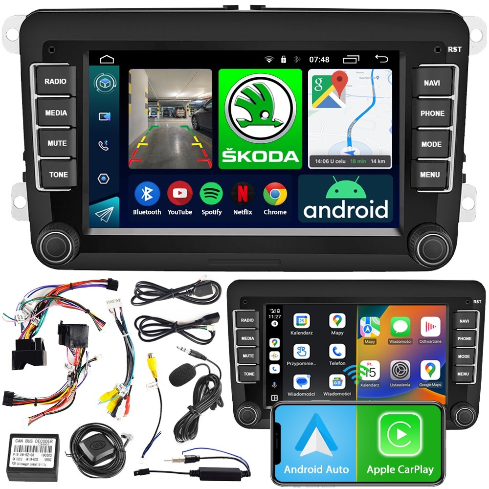 Rádio Navigace Ncs RS-404 Android Skoda Yeti 2009 2015 Bluetooth 2DIN