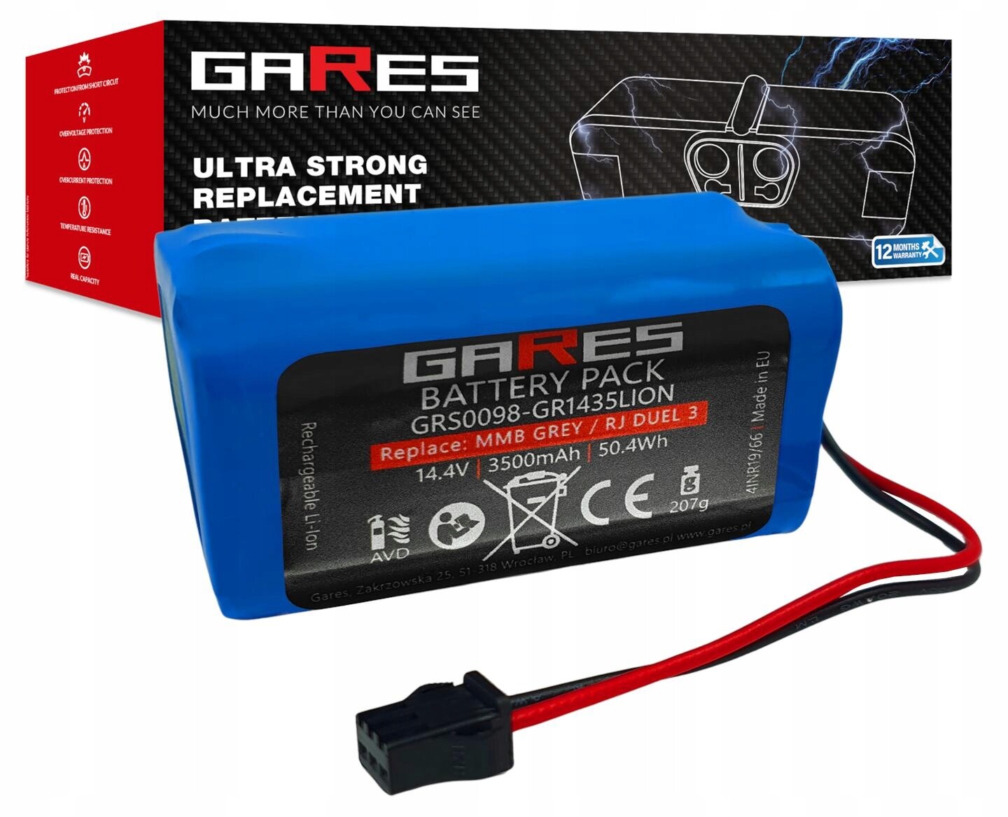 Akumulátor Gares pro Genio Gutrend Kitfort Liectroux Phicomm Polaris 3,5Ah