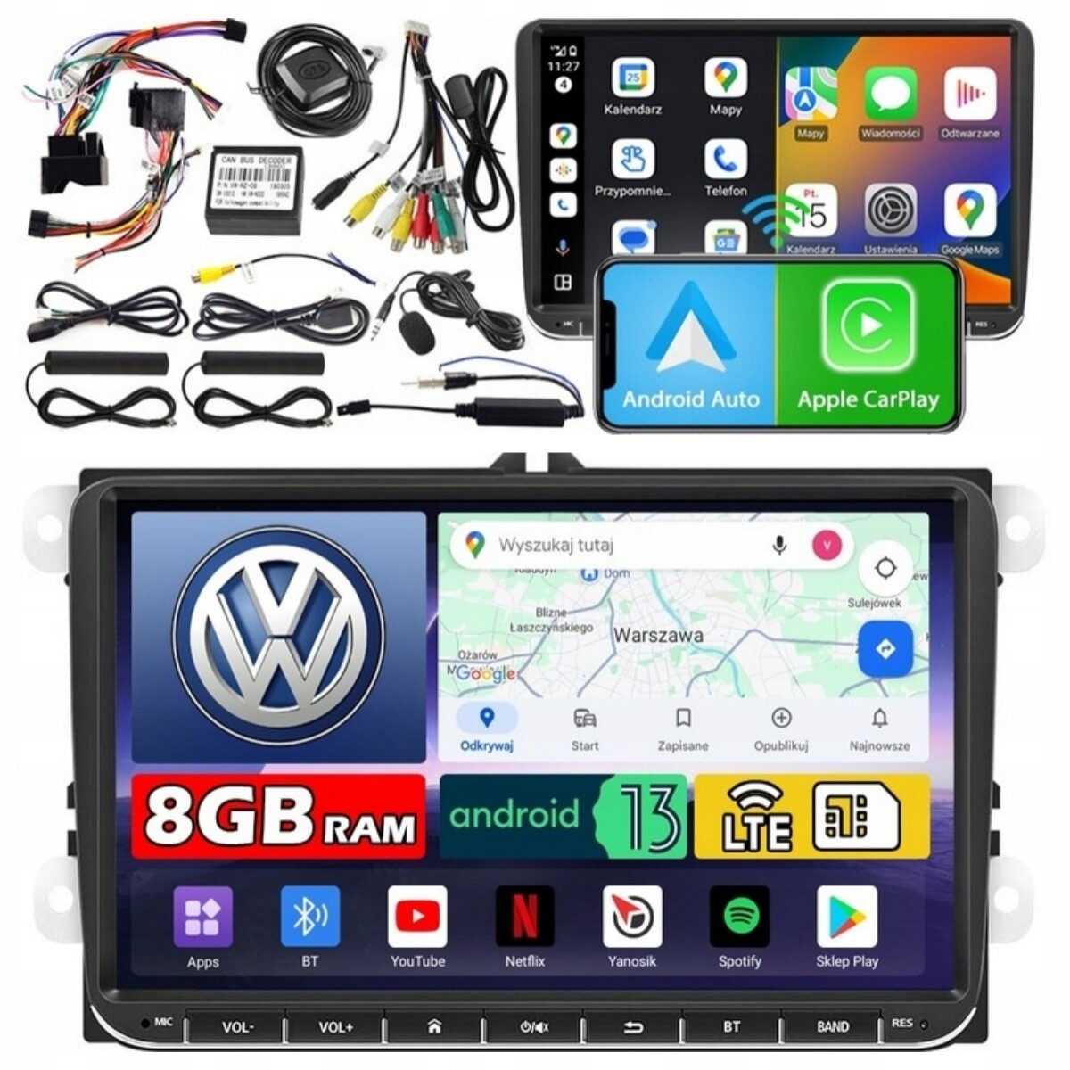 Rádio Android Vw Passat B6 B7 Golf 5 V 6 VI Tiguan Touran T5 T6 Caddy Bt 8G