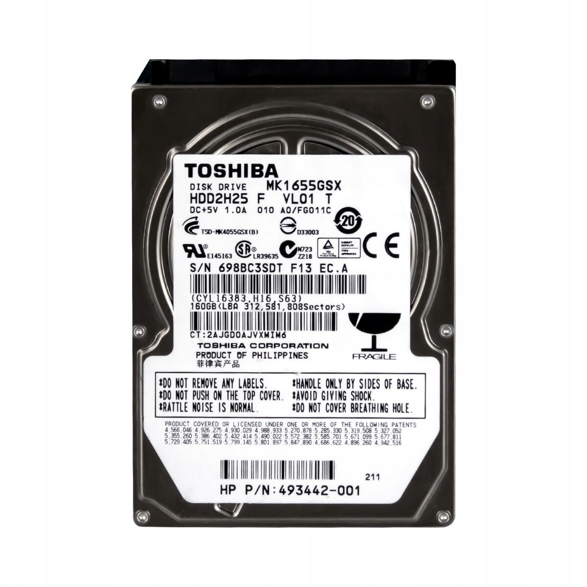 Toshiba 160GB 5,4K 8MB Sata II 2,5'' MK1655GSX