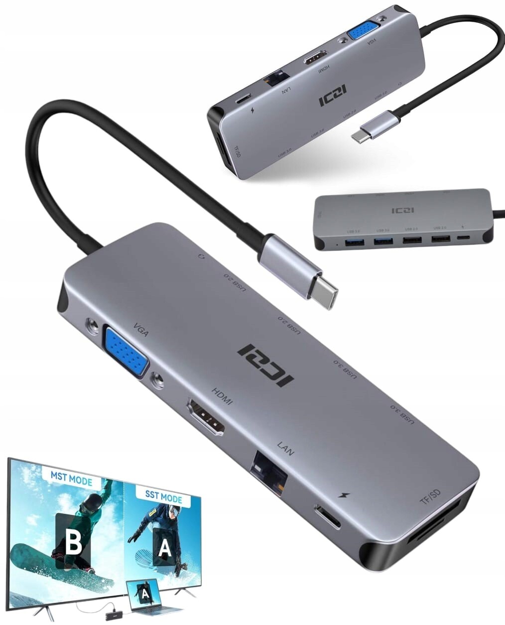 Hub Usb-c dokovací stanice pro notebook Hp pro 2 monitory, rozšíření obrazu