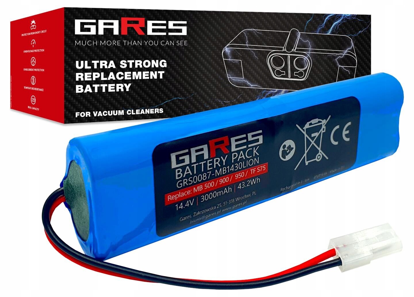 Akumulátor Gares pro Moneual Mbot 950 14,4 V 3,0 Ah