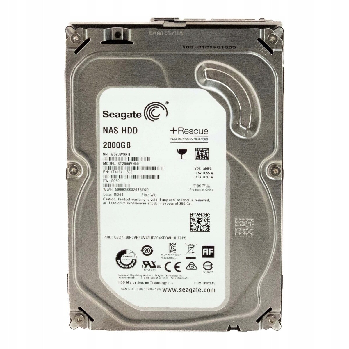 Seagate Nas Hdd 2TB 7.2K 64MB Sata III 3.5'' ST2000VN001
