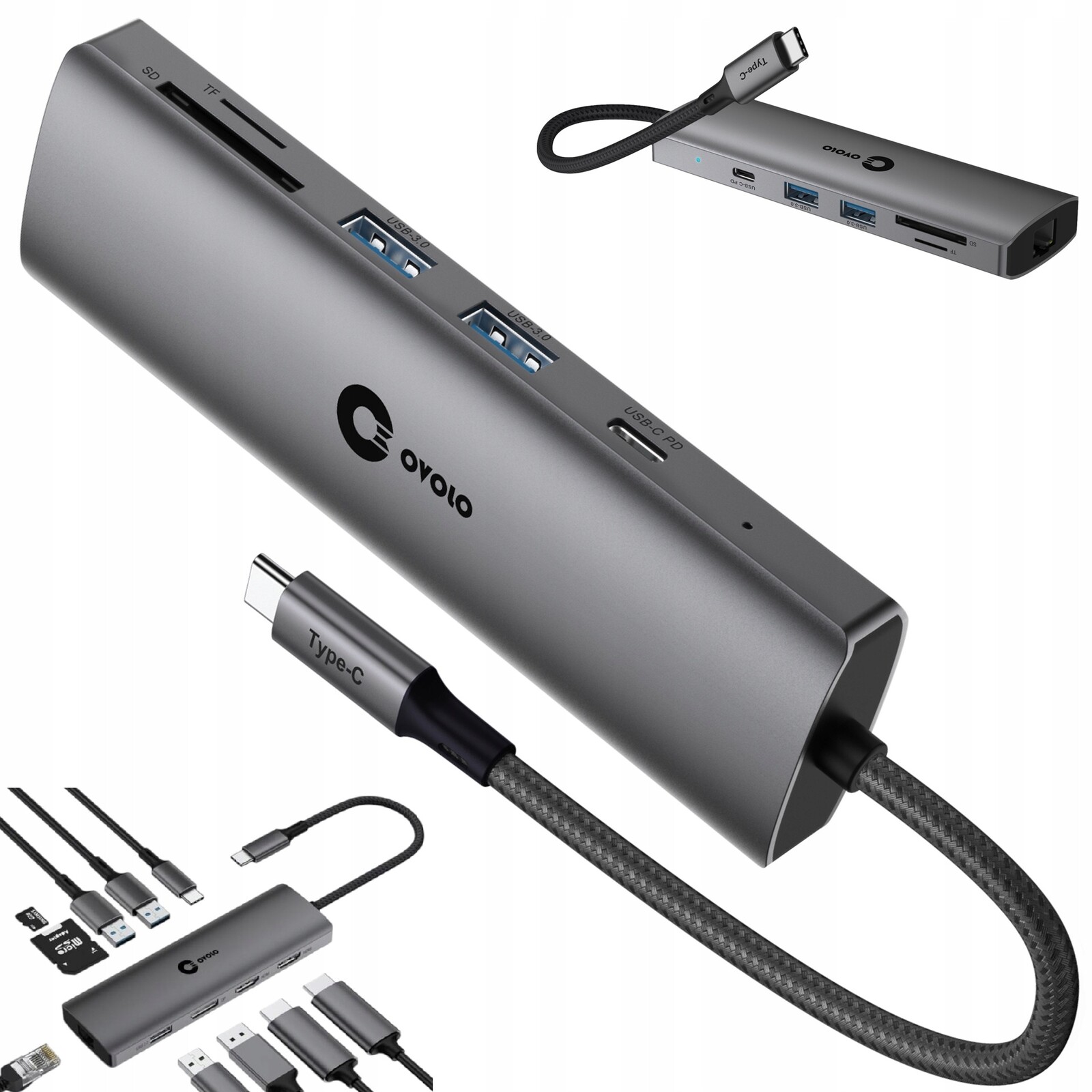Hub Dual Monitor Usb-c pro notebook Huawei 2xHDMI 4K DisplayPort Lan Ethernet