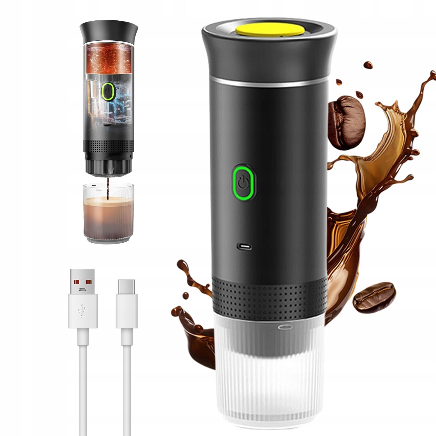 Kávovar Na Kapsle 3 Druhy Kapslí 15 Bar Černý 7500 Mah