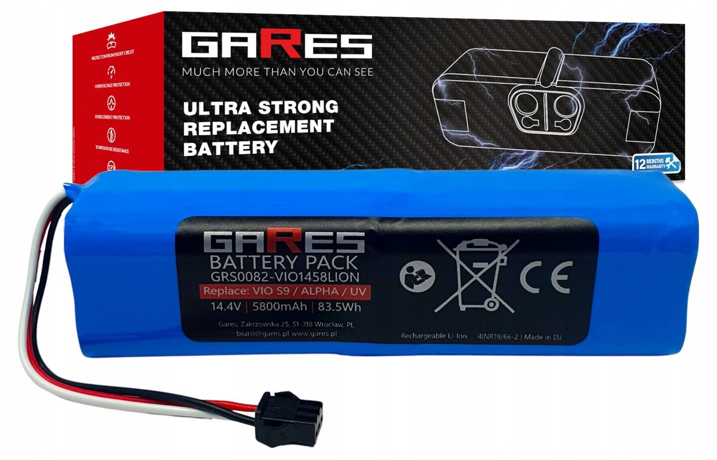 Akumulátor Gares pro Concept VR3210 VR3520 VR3120 VR3205 14,4V 5,8Ah