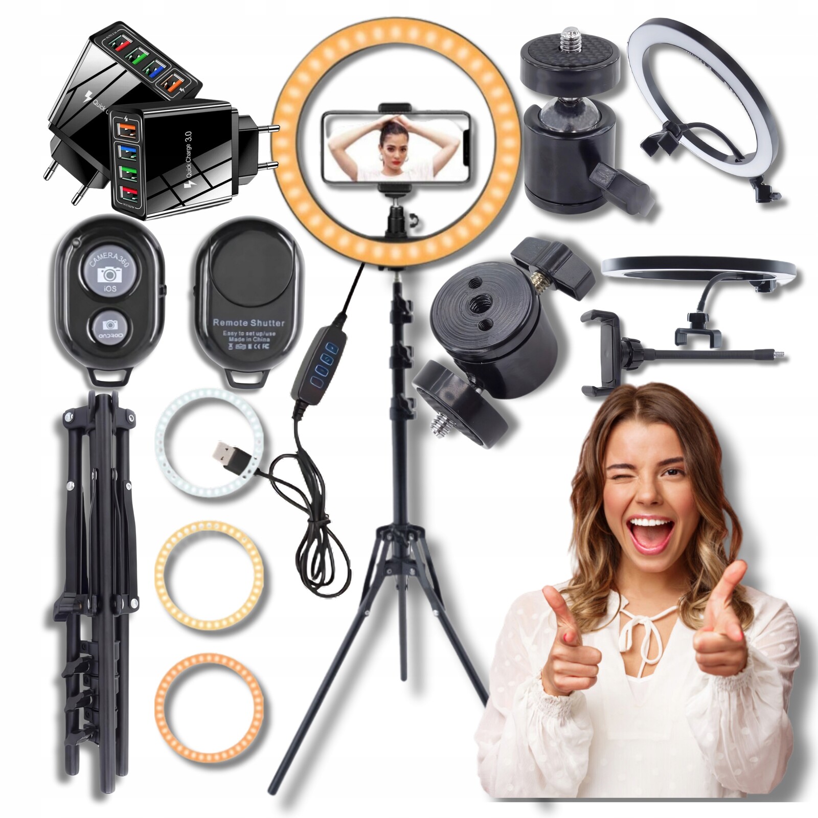 kruhová lampa Led ring stativ tik tok you tube twitch 30 cm 360° silný