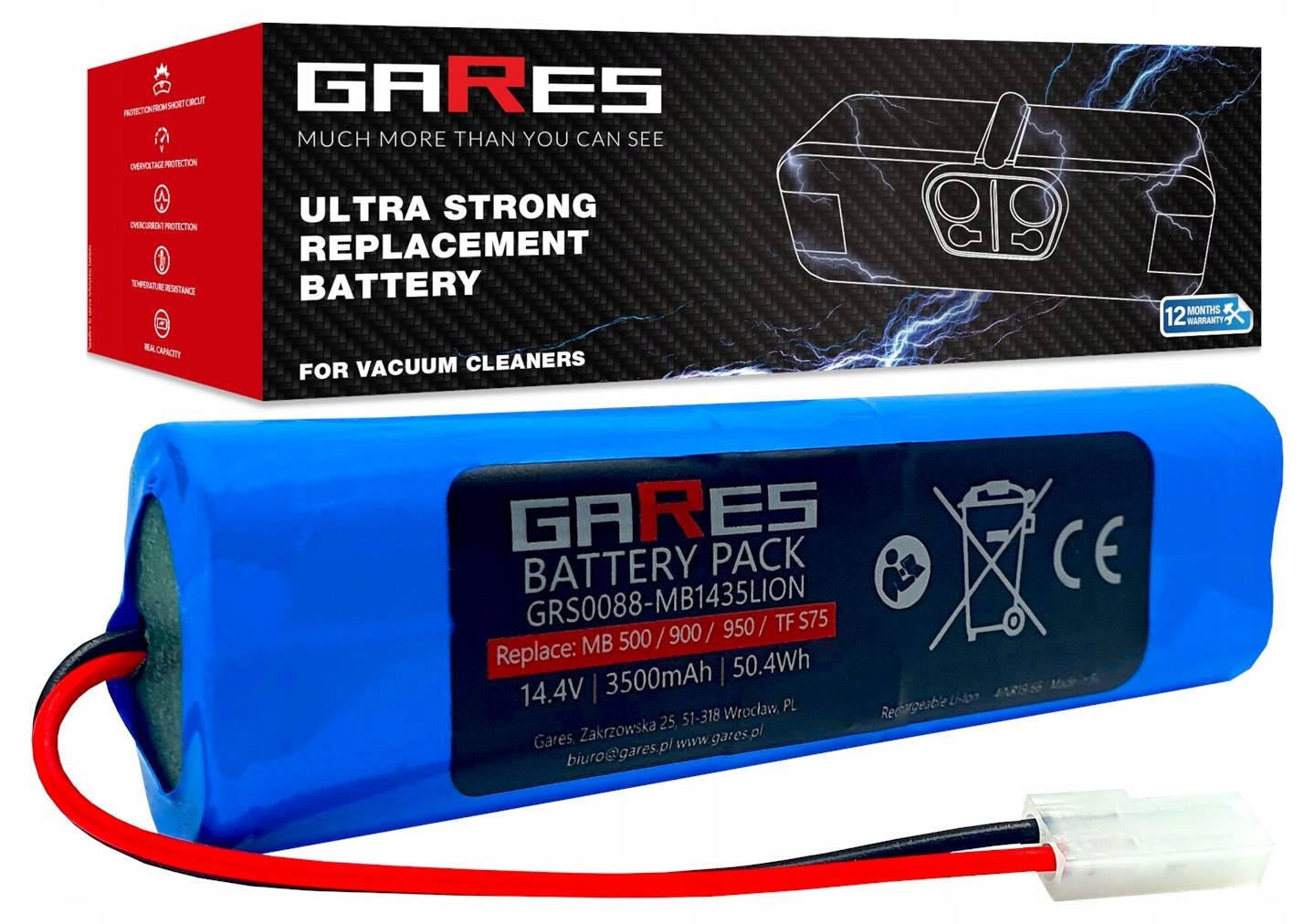 Akumulátor Gares pro Rowenta X-plorer Série 75 75S+ 75S 75 95 14,4V 3,5Ah