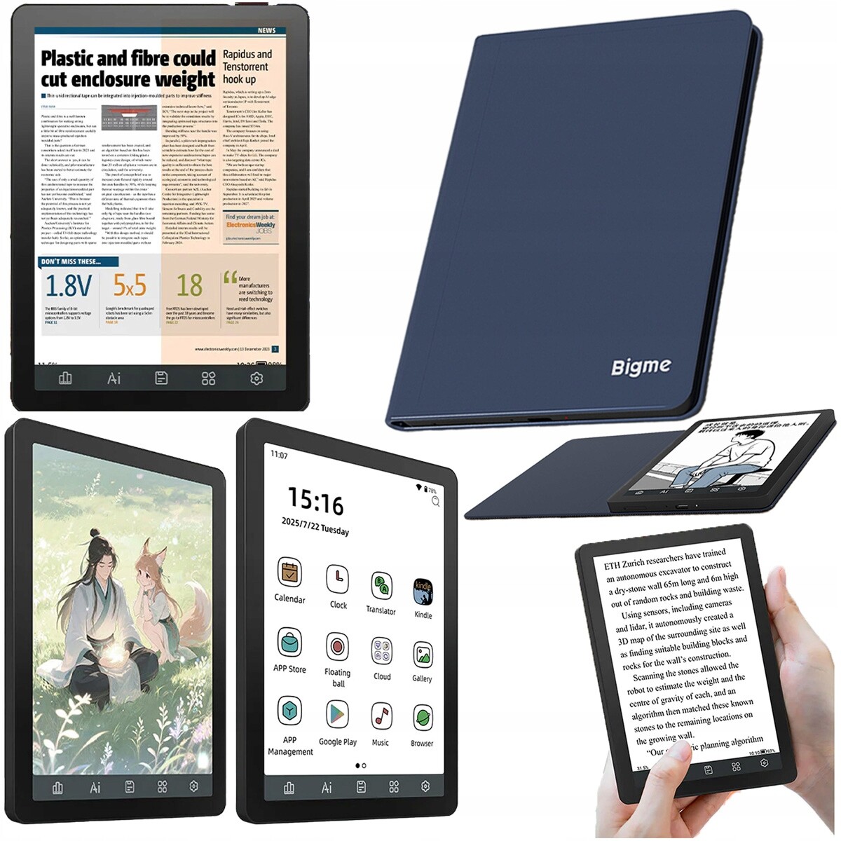 Čtečka elektronických knih Bigme B6 4/64 Gb 6” E-ink barevná podsvícená dotyková obrazovka pouzdro