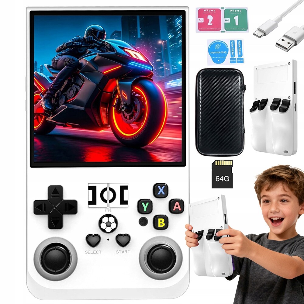 Přenosná Mobilní Retro Herní Konzole R36MAX 64GB Game Bílá