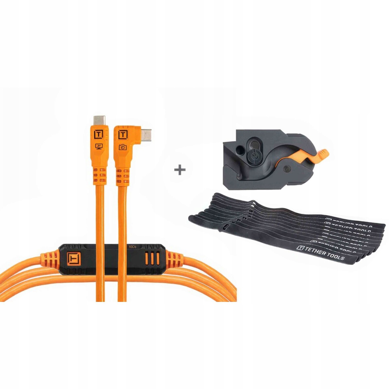 Sada kabelů Tether Tools LeverLock&Cable Optima 10G pravá oranžová 4,6 m