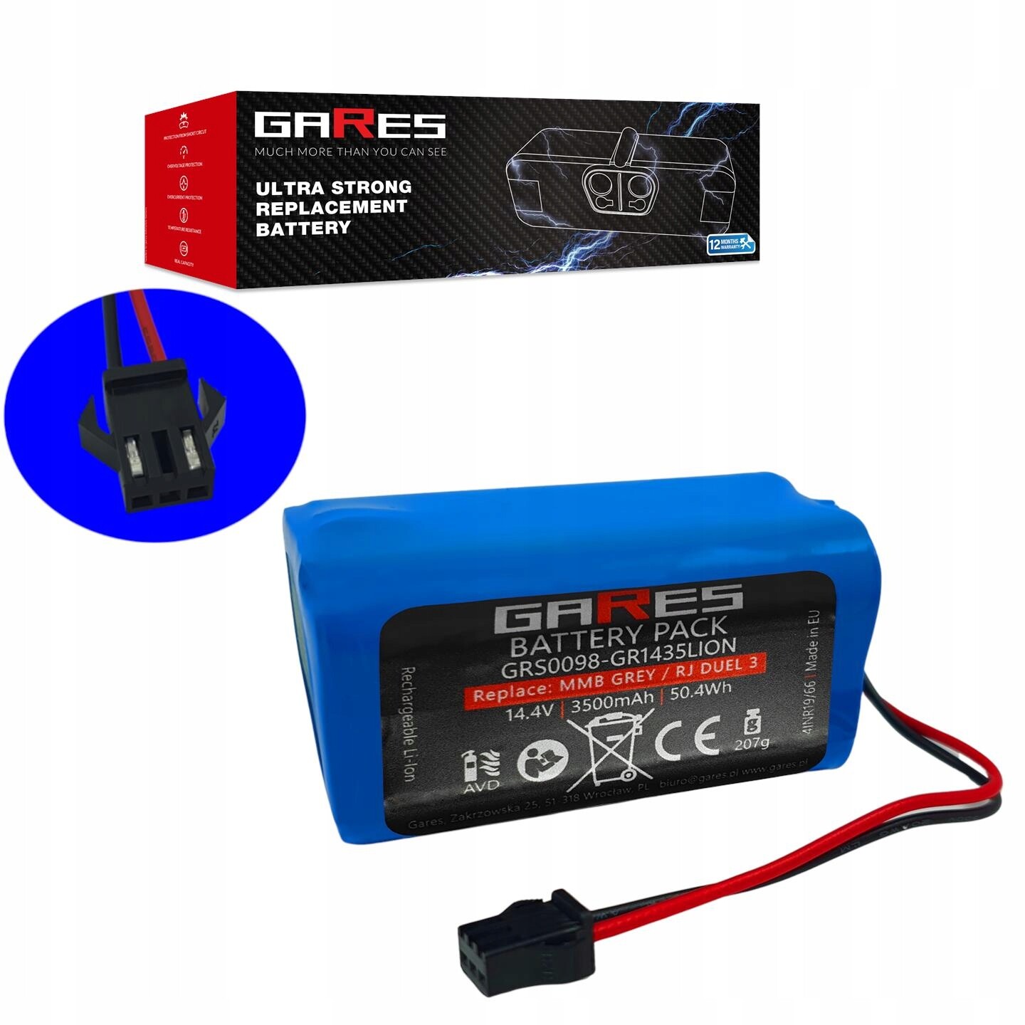 Akumulátor Gares pro Concept VR2000 VR3000 14,4 V 3,5 Ah