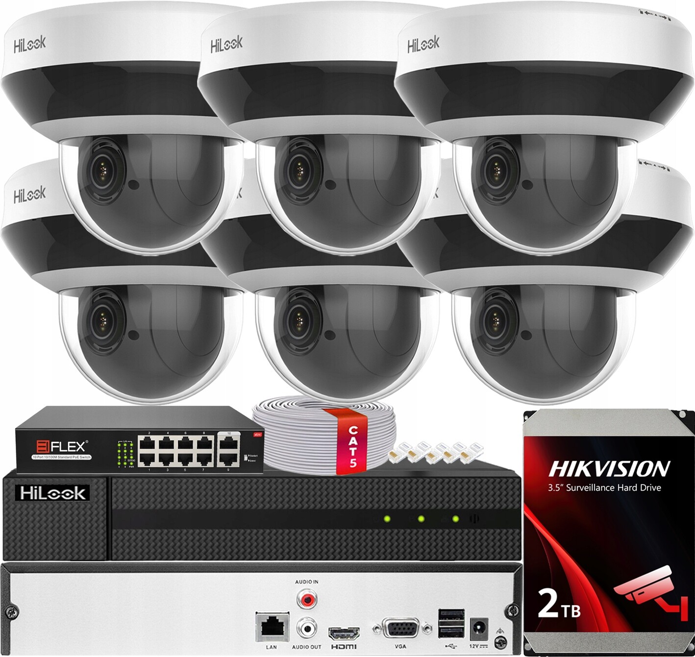 Sada pro Ip monitorování pro 6 kamer Ptz Mini 4MPx PTZ-C4MP Hdd disk 2TB