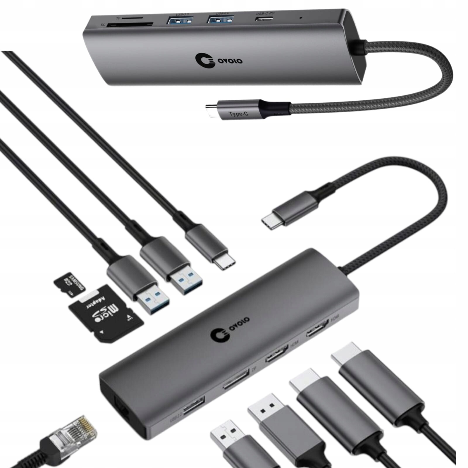 Hub pro dva monitory Usb-c 2xHDMI 4K DisplayPort Lan Ethernet pro notebook Dell