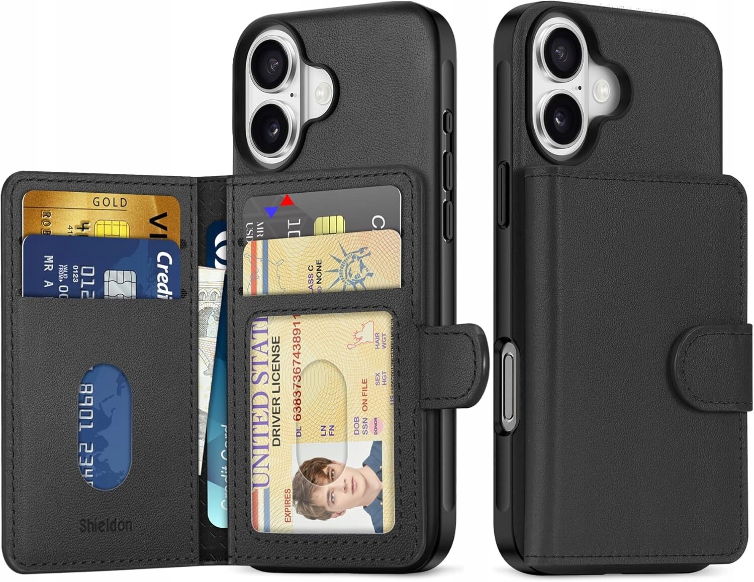 Shieldon přírodní pouzdro Magsafe pro iPhone 16 peněženka černá