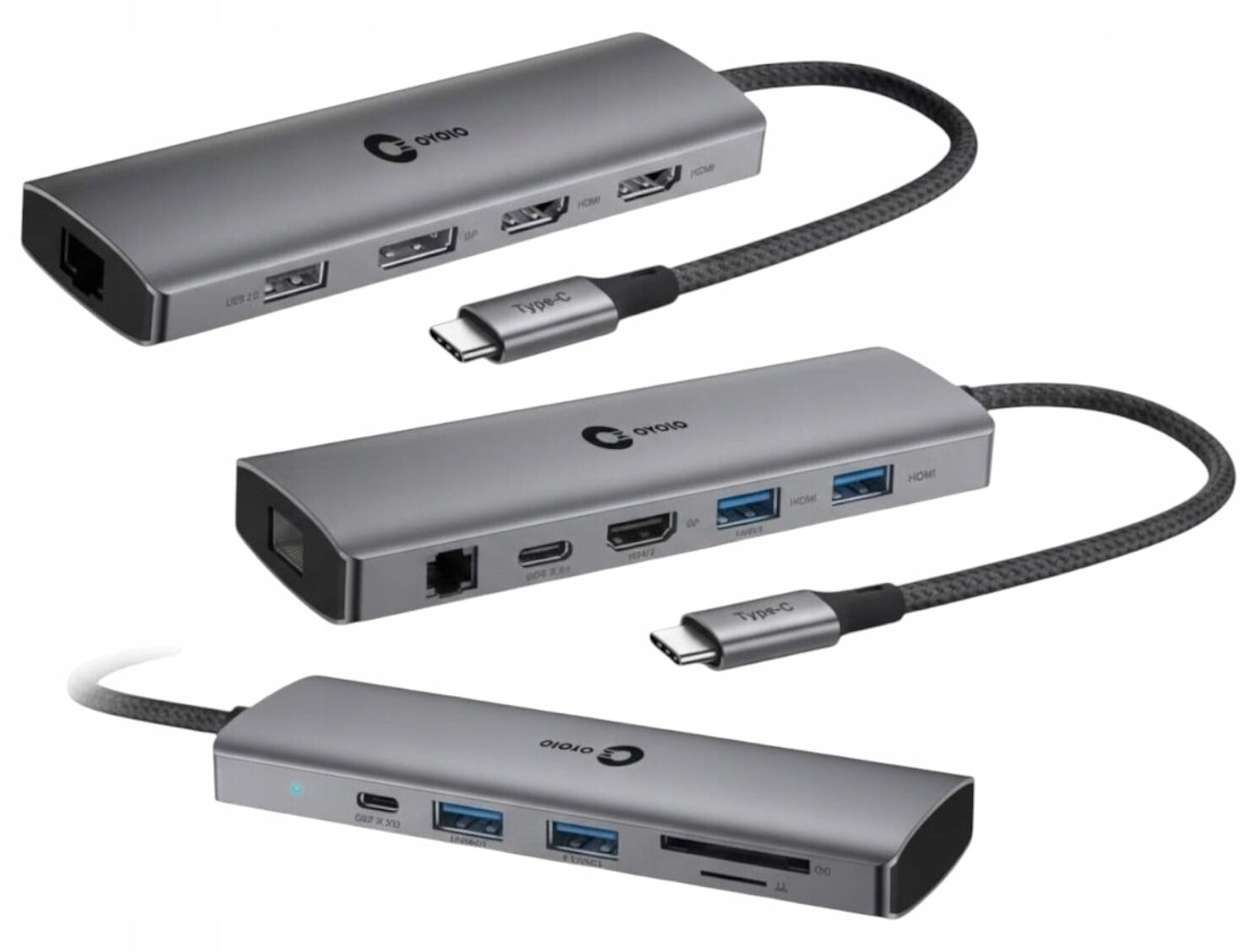 Hub pro Hiro Více portů a nabíjení jedním kabelem 2 monitory Usb-c 100W