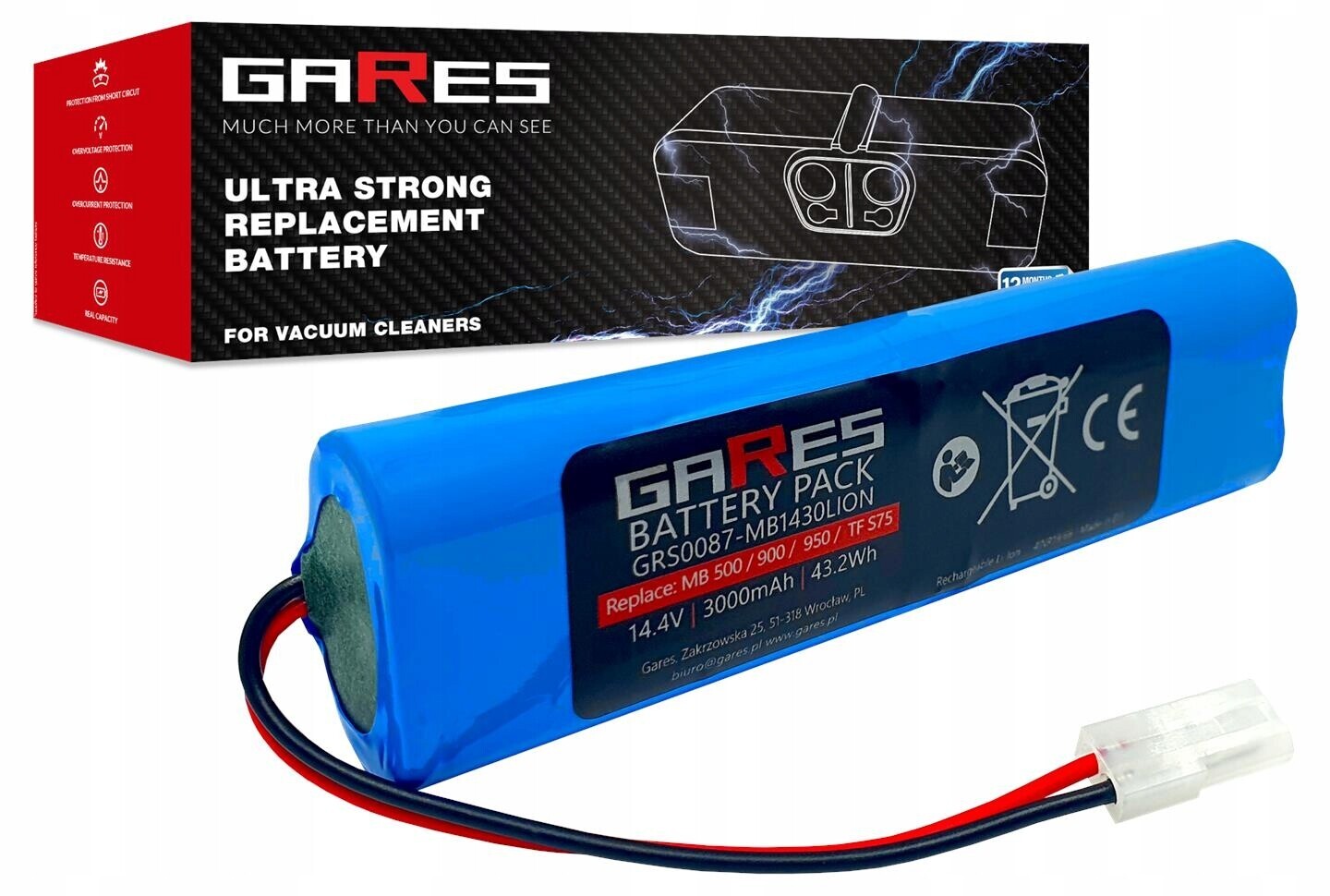 Akumulátor Gares pro Rowenta X-plorer Série 75 75S+ 75S 75 95 14,4V 3,0Ah