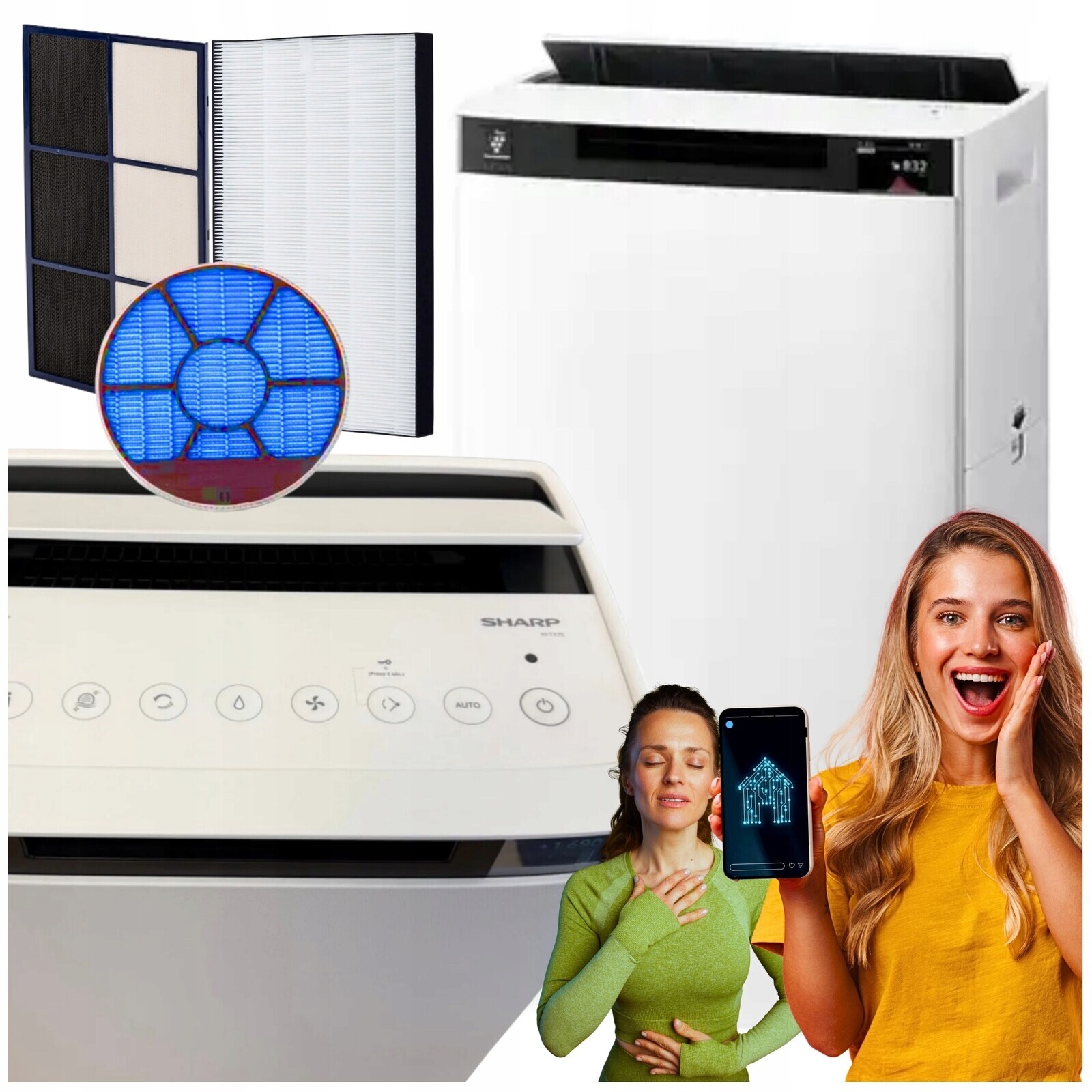 Sharp Čistička vzduchu s ionizačním zvlhčováním KI-TX75EU-W Hepa Apka