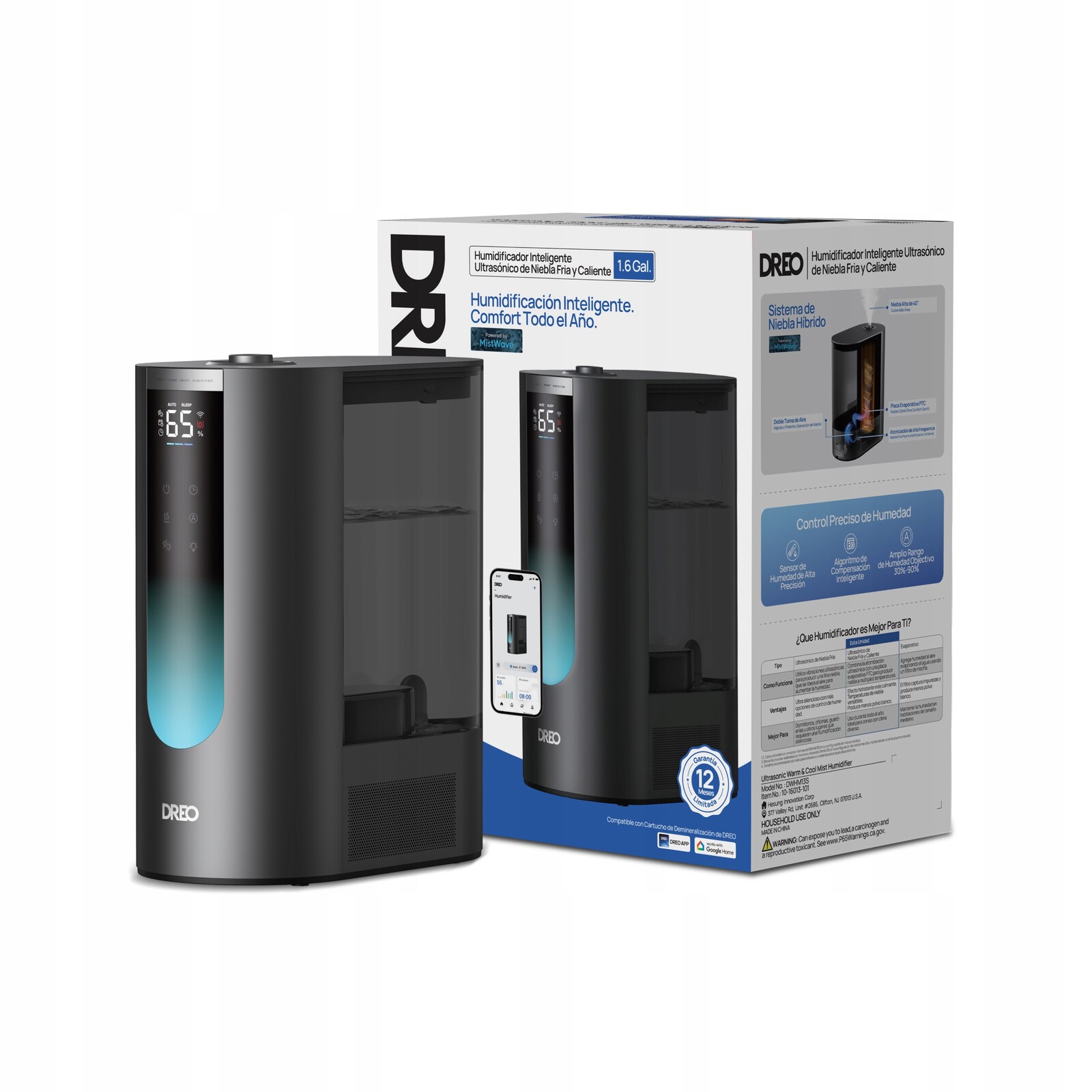 Dreo Ultrazvukový zvlhčovač vzduchu Difuzér s vůní 6L Aplikace 45h