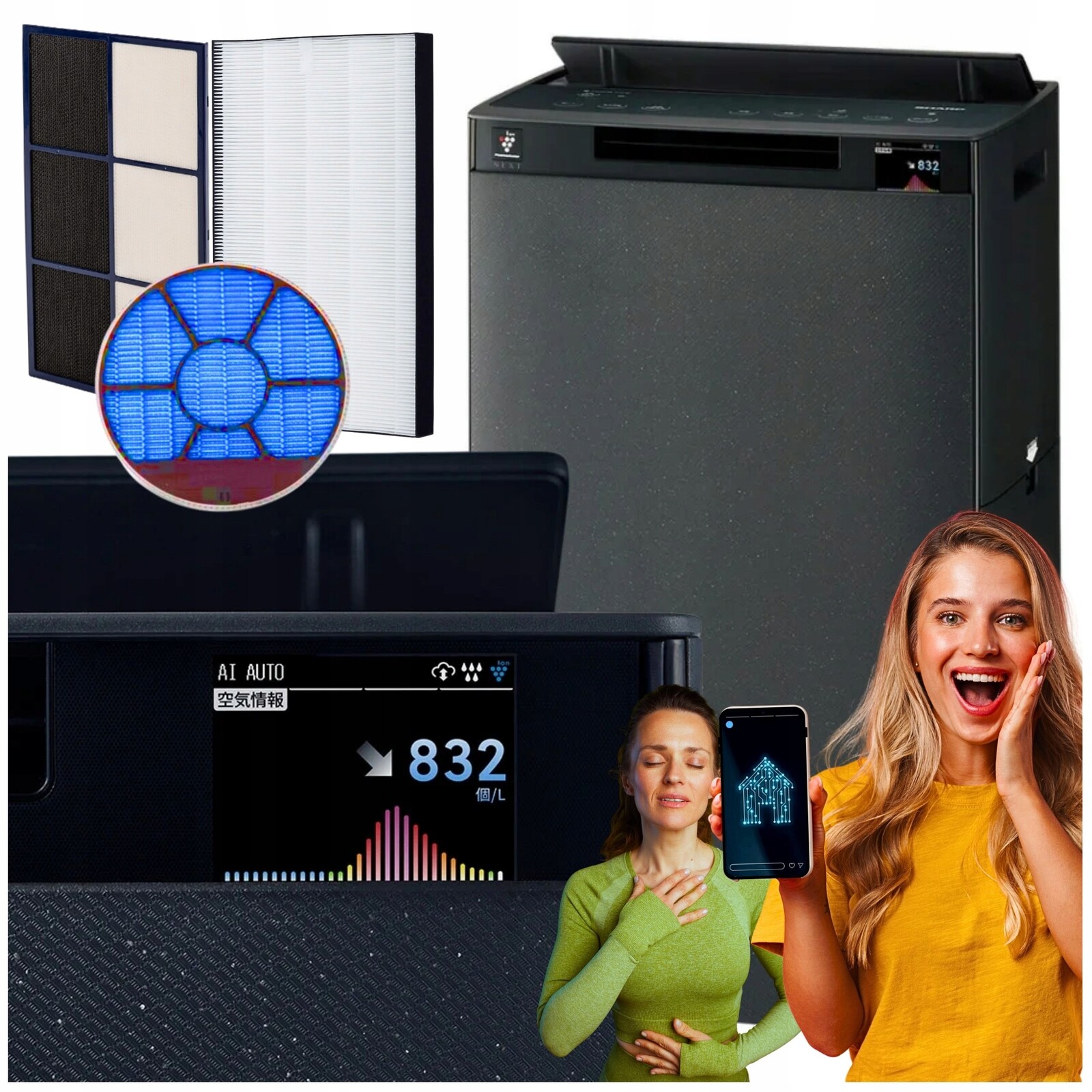 Sharp čistička vzduchu Zvlhčovač Vzduchu Ionizátor KI-TX75EU-H Hepa Aplikace