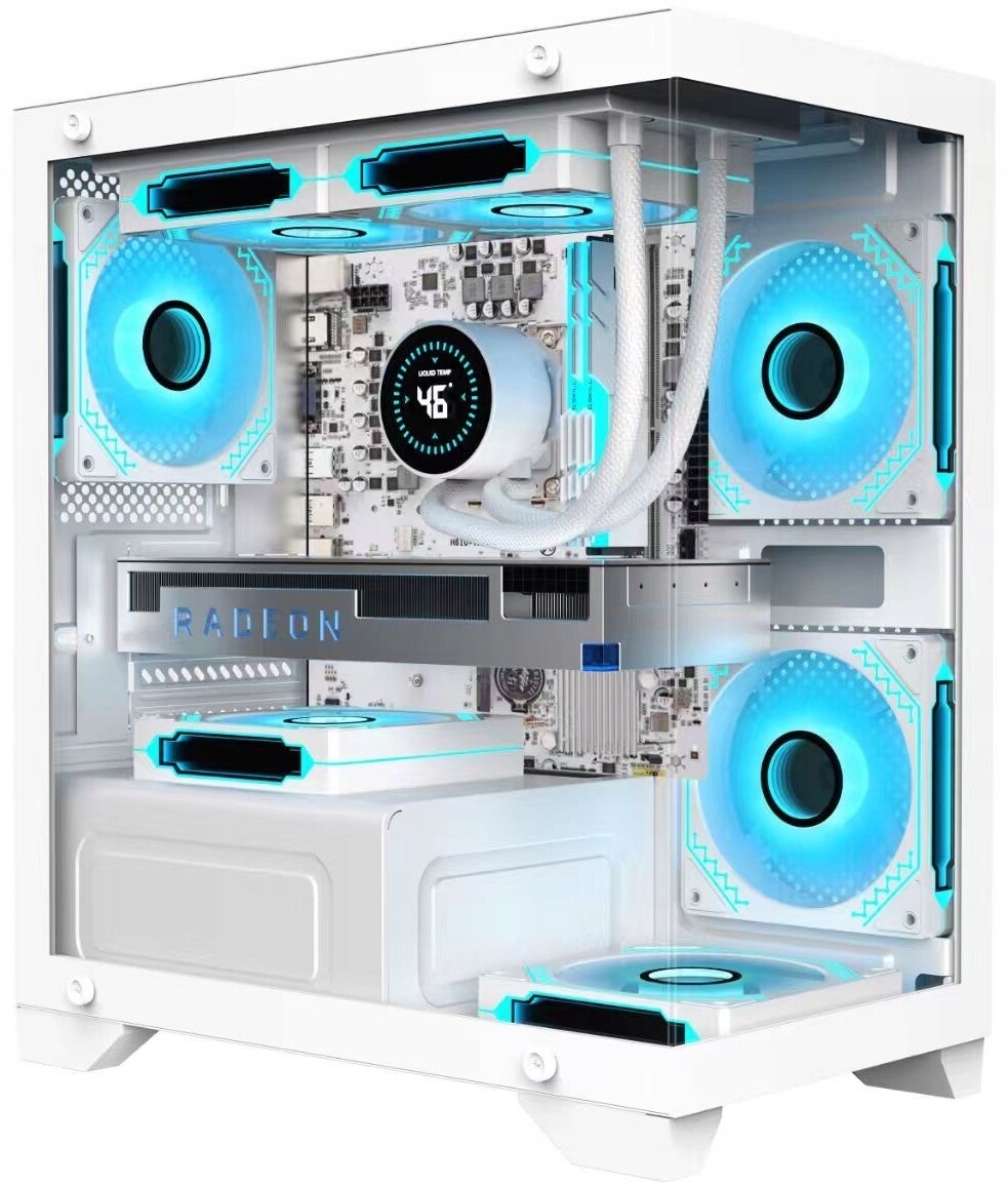 Počítačová Skříň Bílé Akvárium Usb 3.0 Tvrzené Sklo Sklep Gaming 1x Rgb Fan