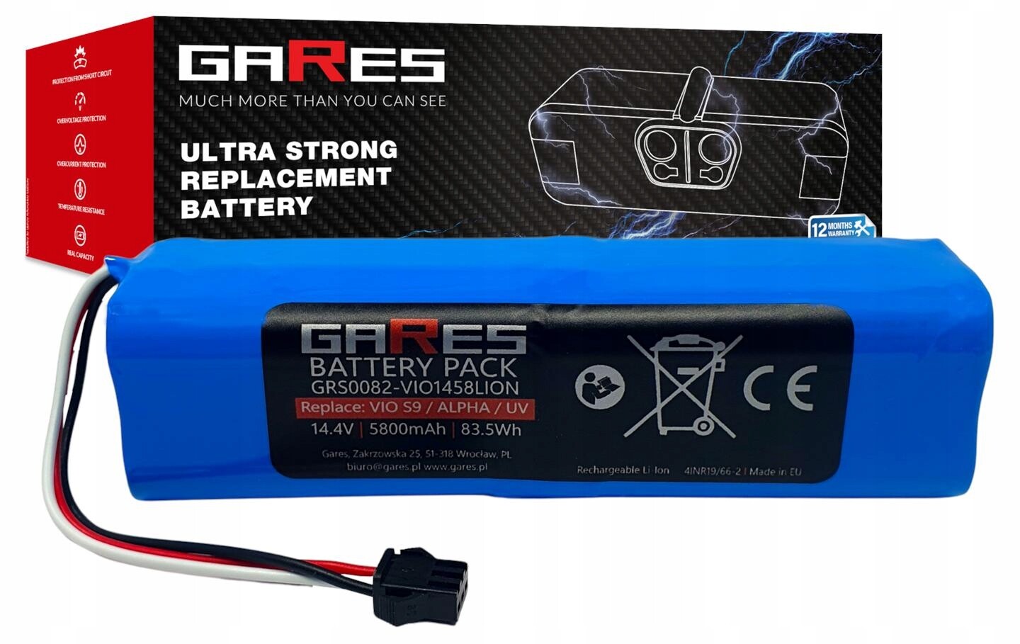 Akumulátor Gares pro Lydsto R1 Neabot N2 14,4V 5,8Ah