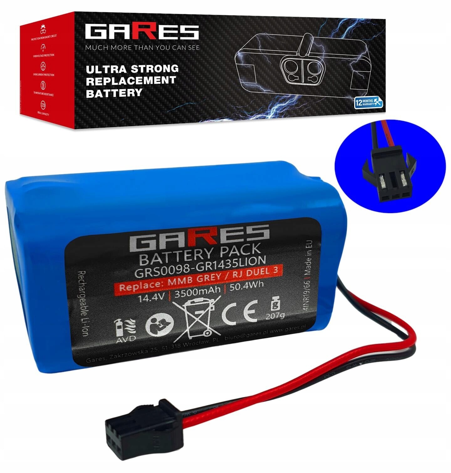 Akumulátor Gares pro Mamibot Grey EXVAC660 680S 880 14,4V 3,5Ah