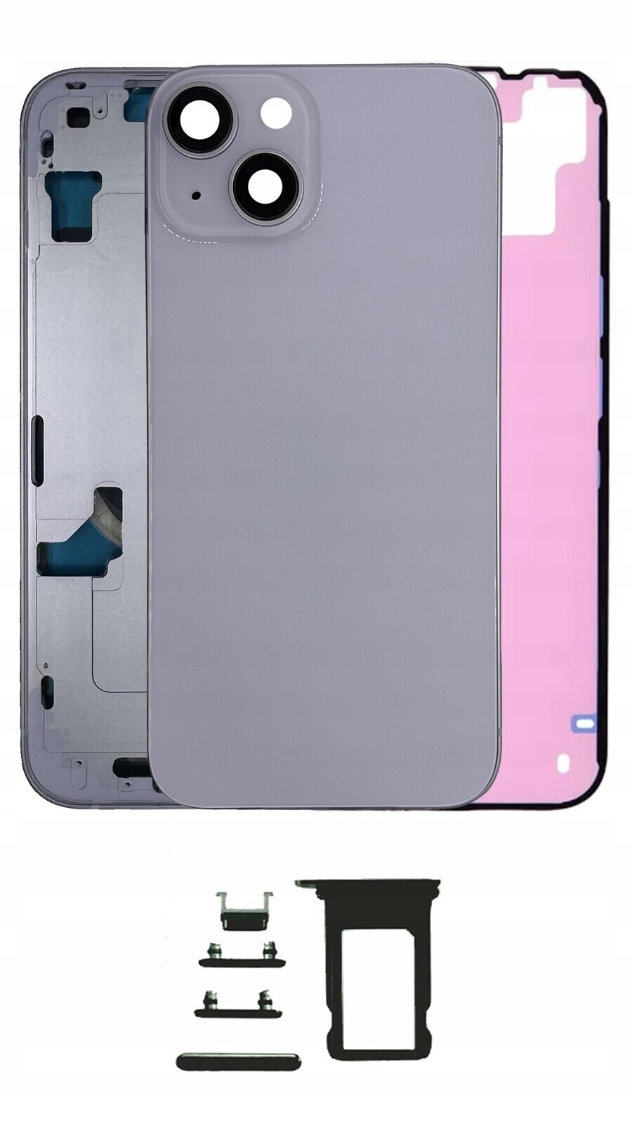 Kompletní pouzdro Fialové pro Apple iPhone 14, tělo, rámeček, náhrada