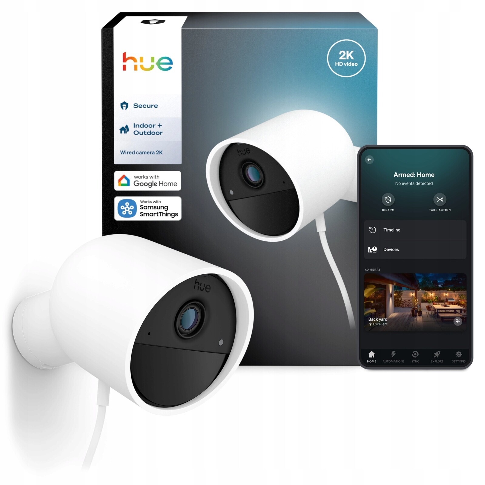 Kabelová venkovní Ip kamera 2K Qhd 1440p Zigbee WiFi Secure Philips Hue