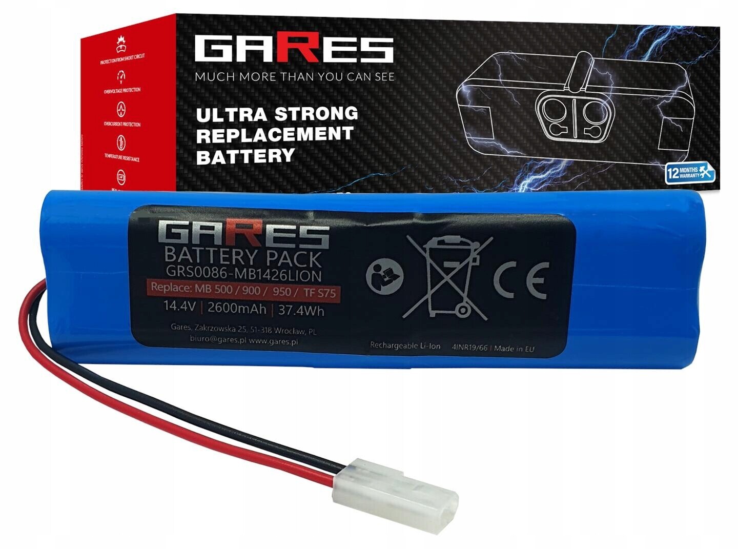 Akumulátor Gares pro Moneual Mbot 950 14,4 V 2,6 Ah