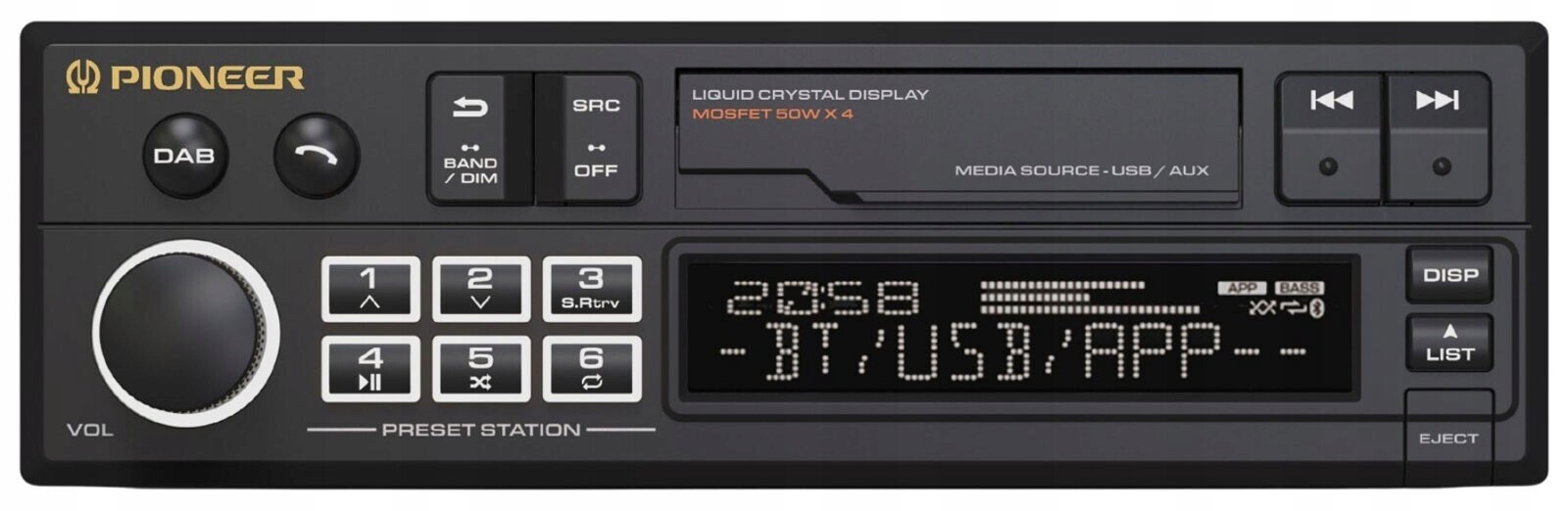 Retro autorádio MP3 Usb Flac 4x50W Dab+ Bluetooth Pioneer SXT-C10PS