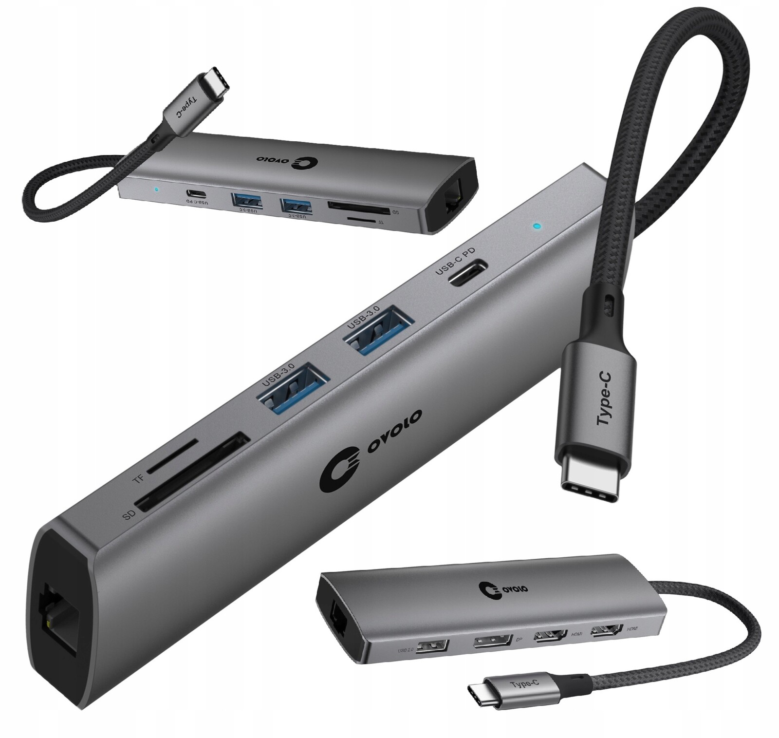 Hub pro notebook Hiro Usb-c 2xHDMI 4K DisplayPort Lan Ethernet Dual Monitor