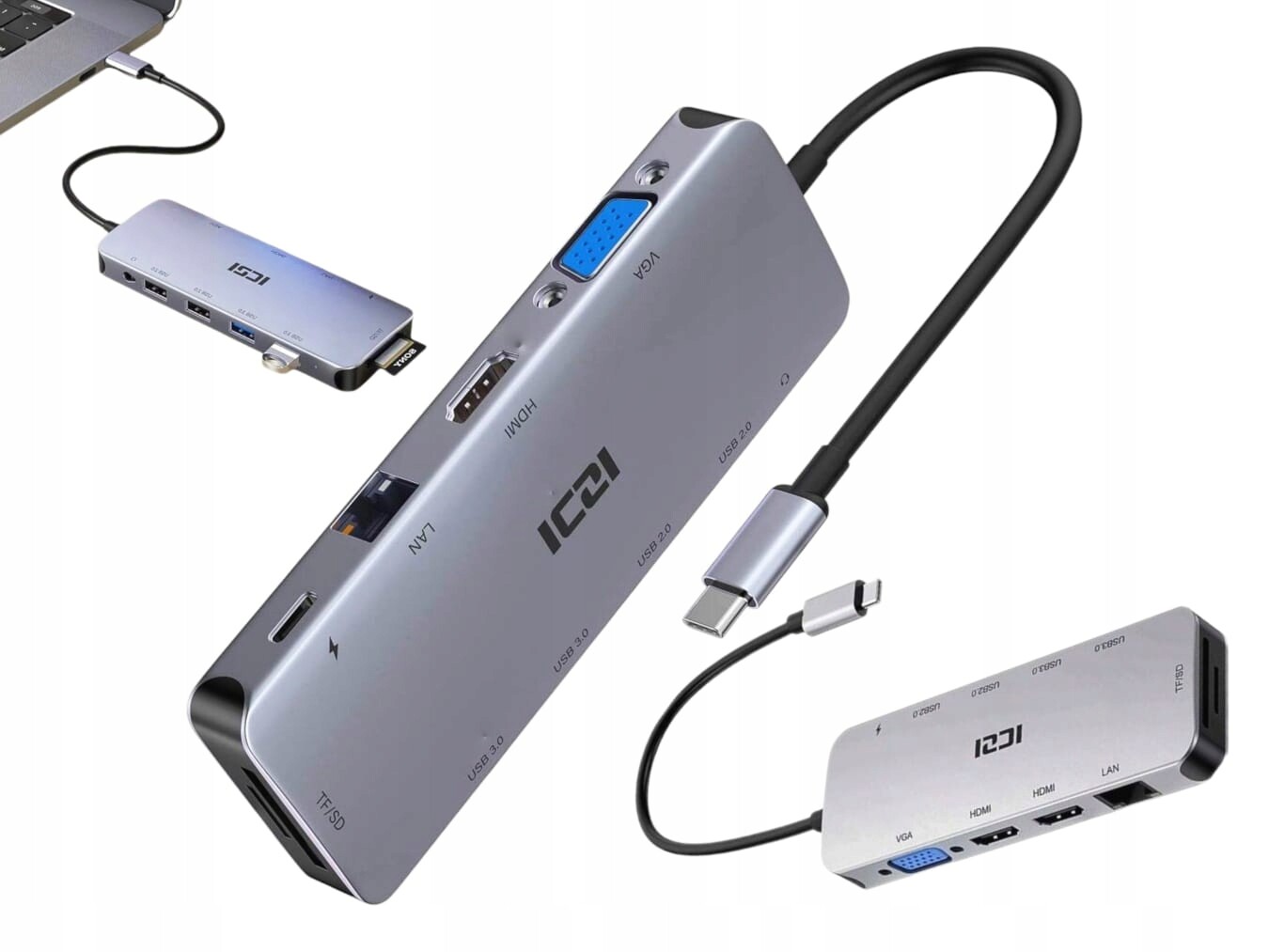 Dokovací stanice pro dva monitory s 2x duálním Hdmi a Usb-c 3.0 Pd 100W