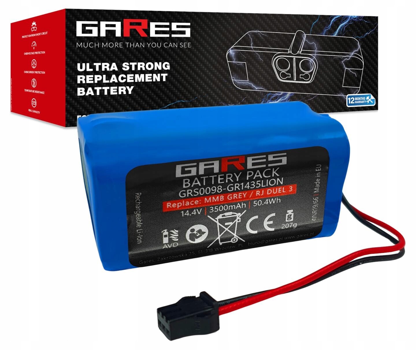 Akumulátor Gares pro Robojet Duel 3 14,4 V 3,5 Ah