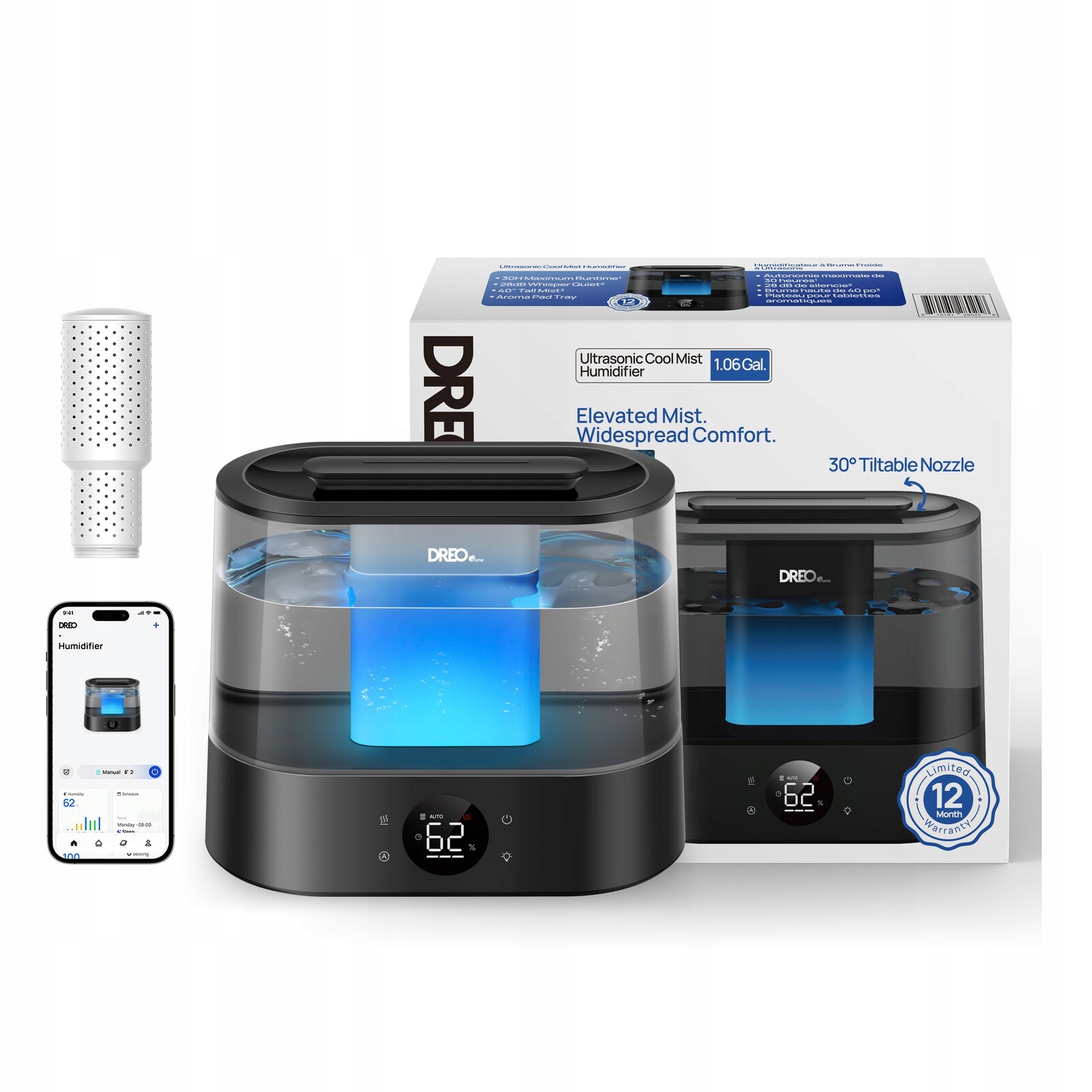 Zvlhčovač vzduchu Dreo , aromaterapeutický Difuzér na oleje 4 l, tichý