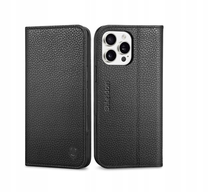 Shieldon přírodní pouzdro pro iPhone 15 Pro Max, Rfid pouzdro, černé