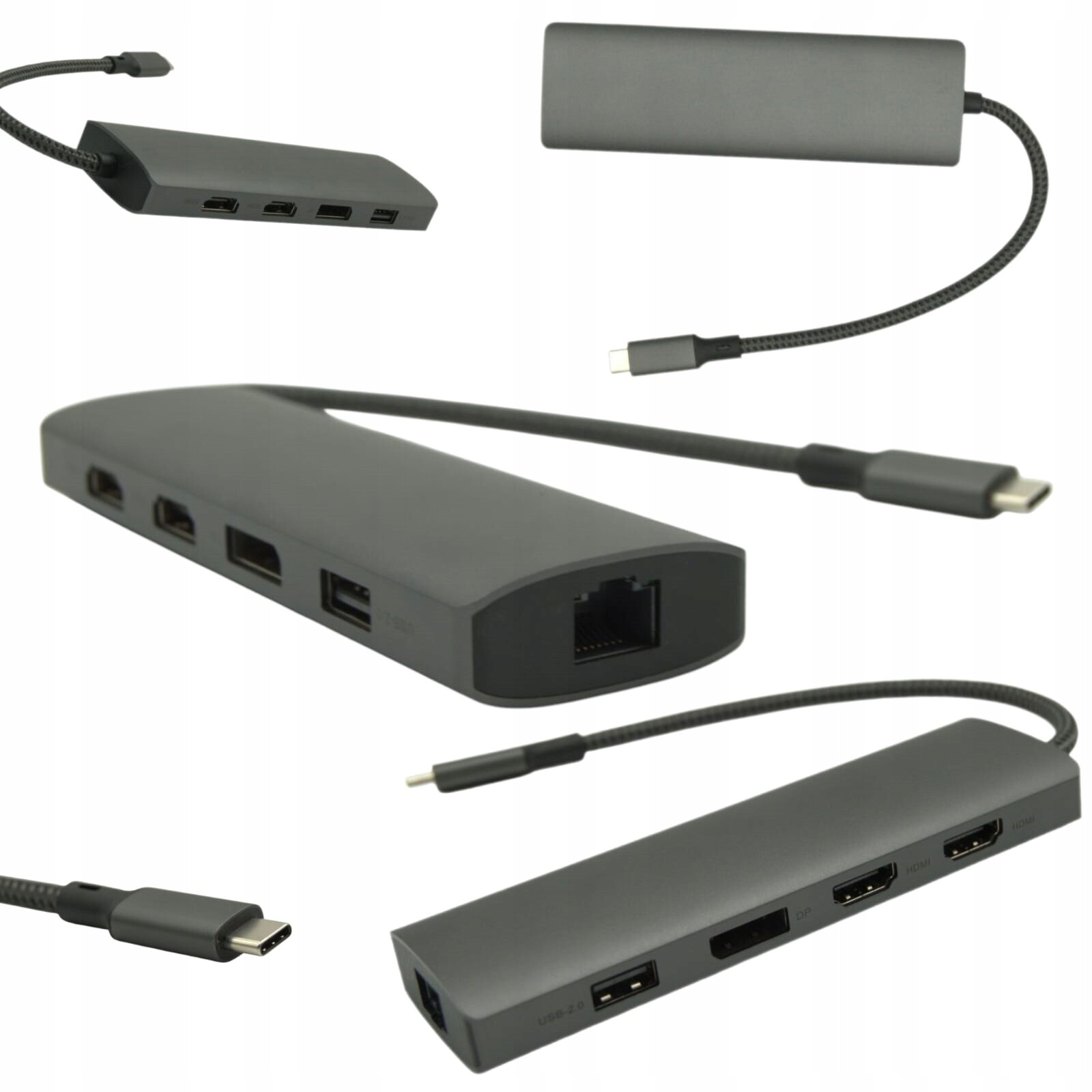 Dokovací stanice Usb-c Pd Hiro Rozšíření obrazovky na 2 monitory Hdmi 4K