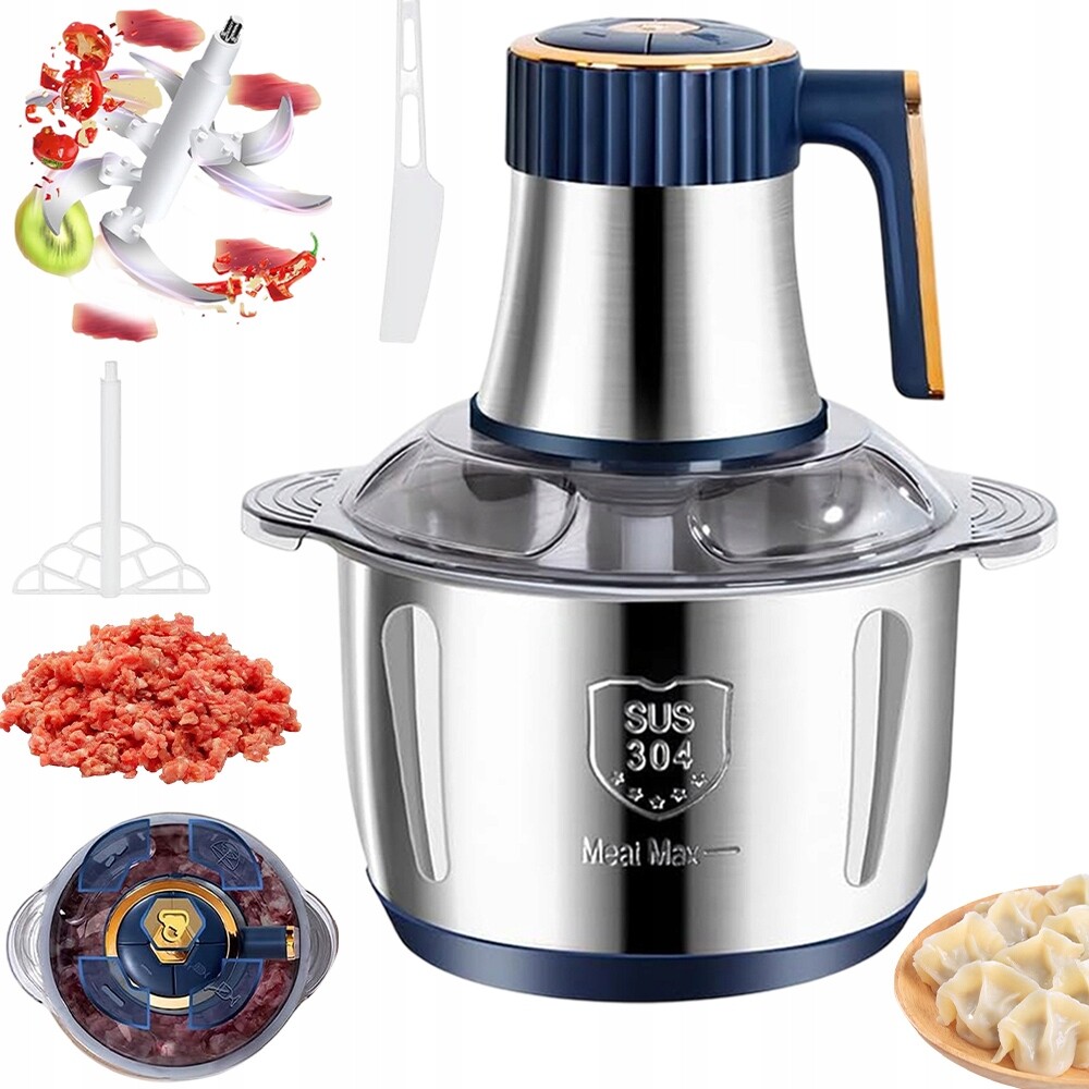 Elektrický Sekáček Potravin Sekáček 5 L Z Nerezové Oceli 500 W Se 6 Čepelemi