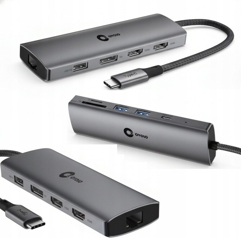 2xHDMI 4K DisplayPort Lan pro notebook Gigabyte Hub Dual Monitor Usb-c