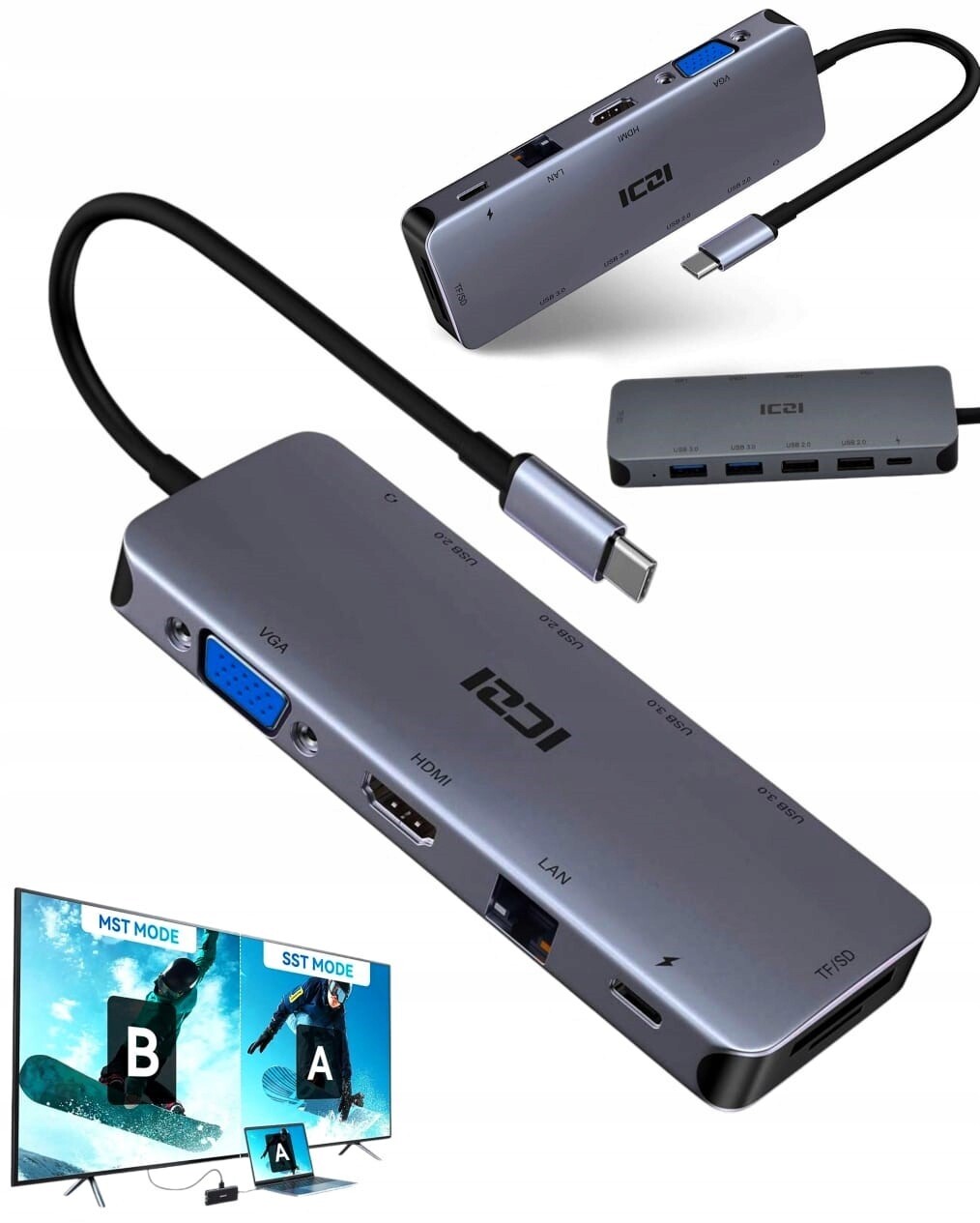 Adaptér Hub Dokovací Stanice Usb-c 2x Hdmi Macbook M1 dvojitý obrazový displej