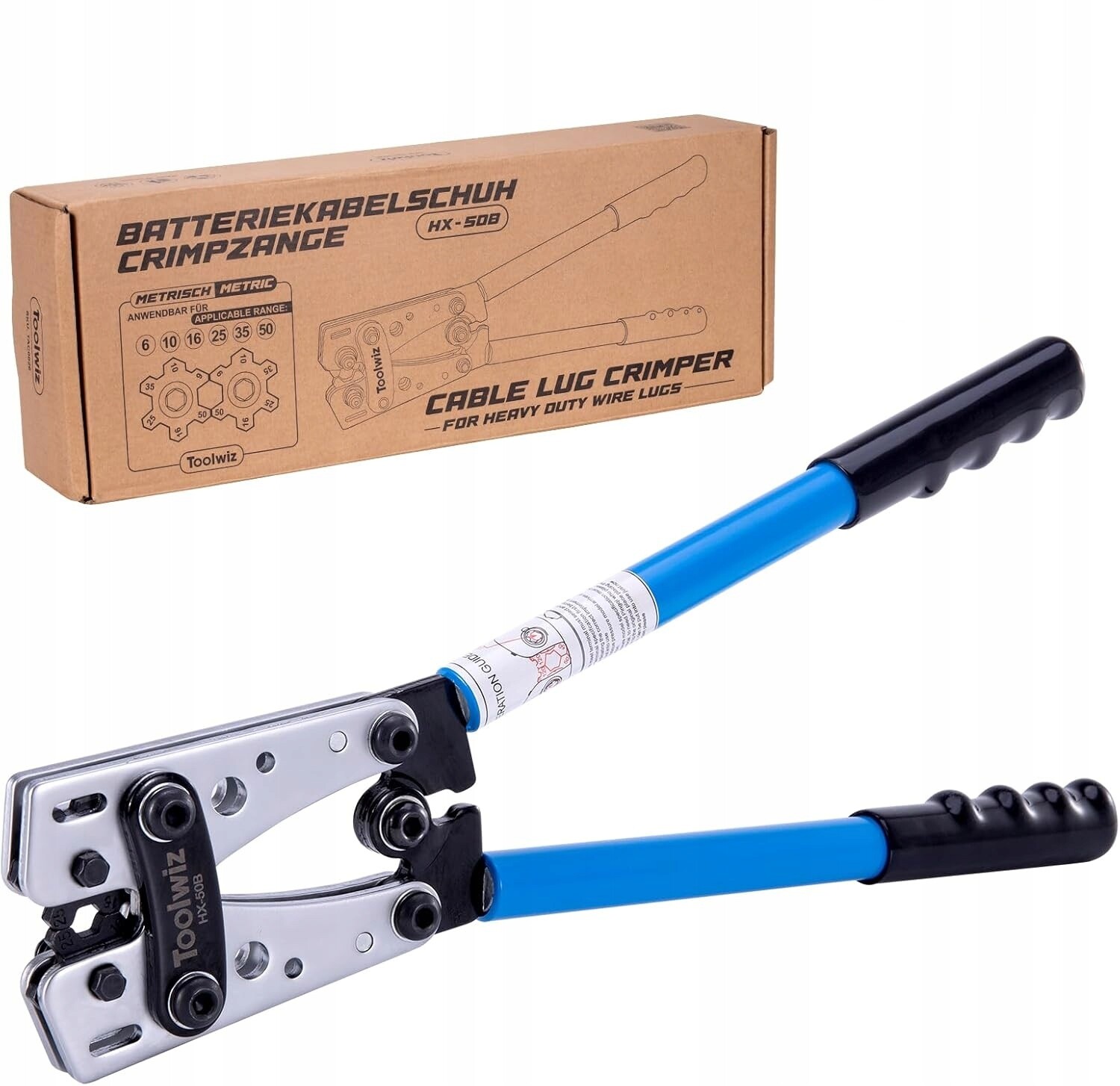 Akumulátorová Svorka Kabelů Toolwiz HX-50B (6-50 mm²) Awg 10-1/0