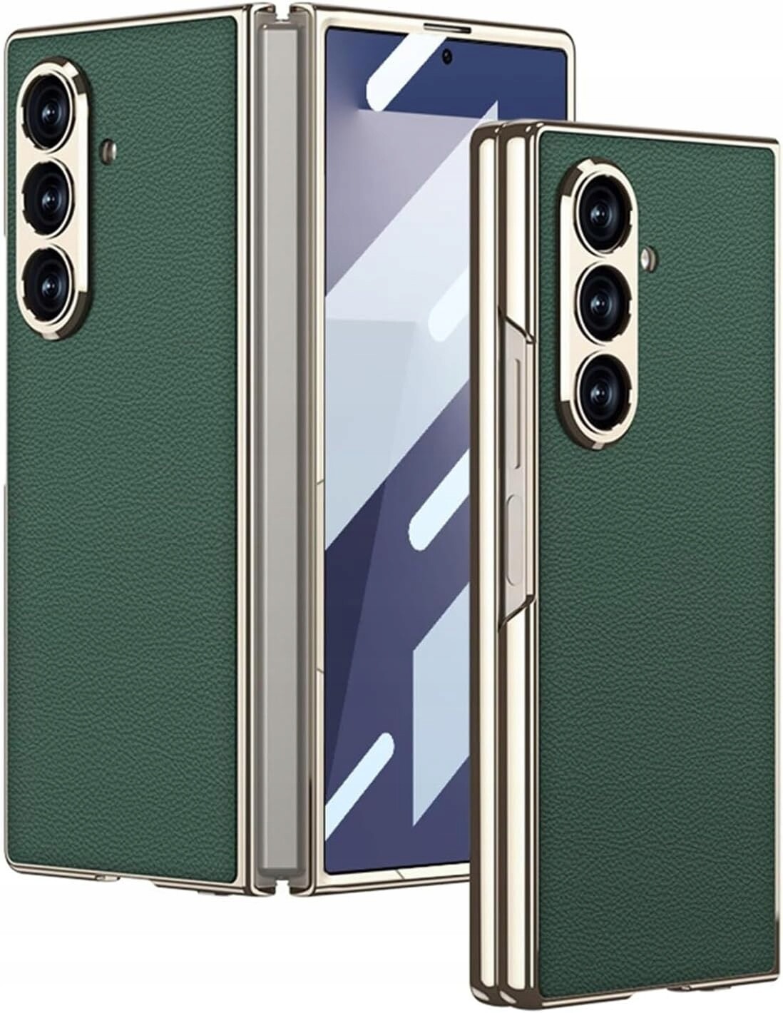 Ninki pouzdro kožené 360 pro Samsung Galaxy Z Fold 6 ochranné sklo zelené