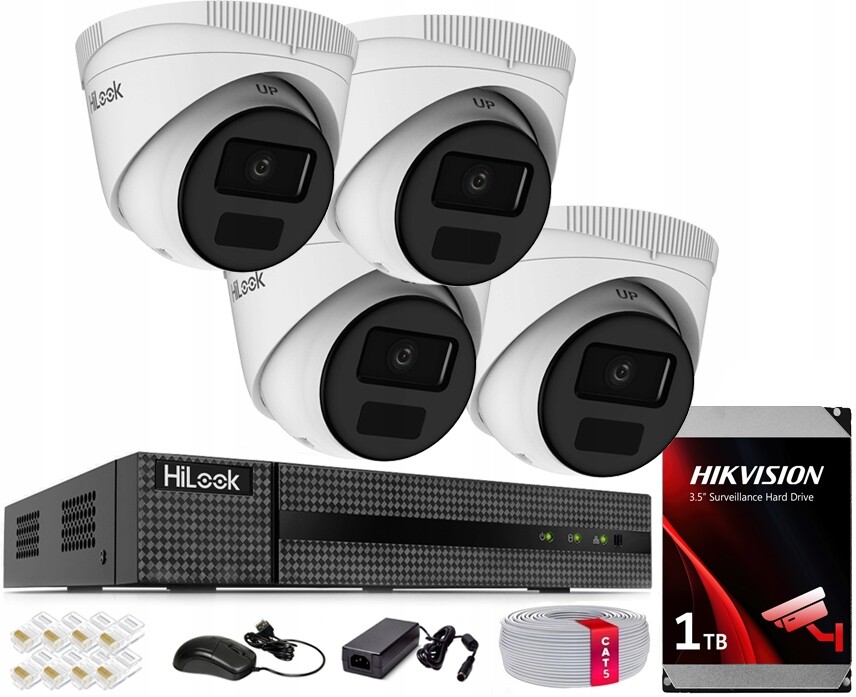 Sada Monitorování Ip 4 Kamery 4MPX IPC-T241H-C Ip Hilook Hikvision Nvr Poe