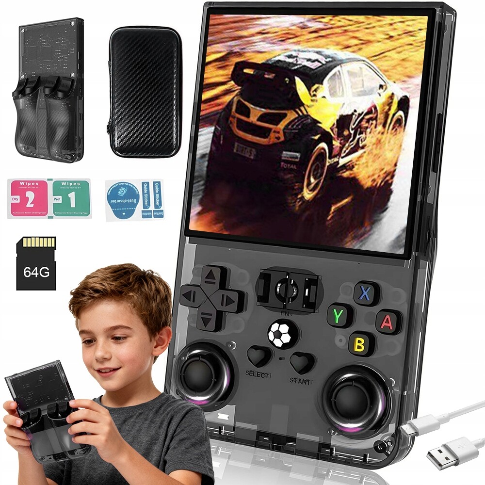 R36MAX Přenosná Retro Konzole 18 000 Her Bezdrátová Hra Usb 64GB