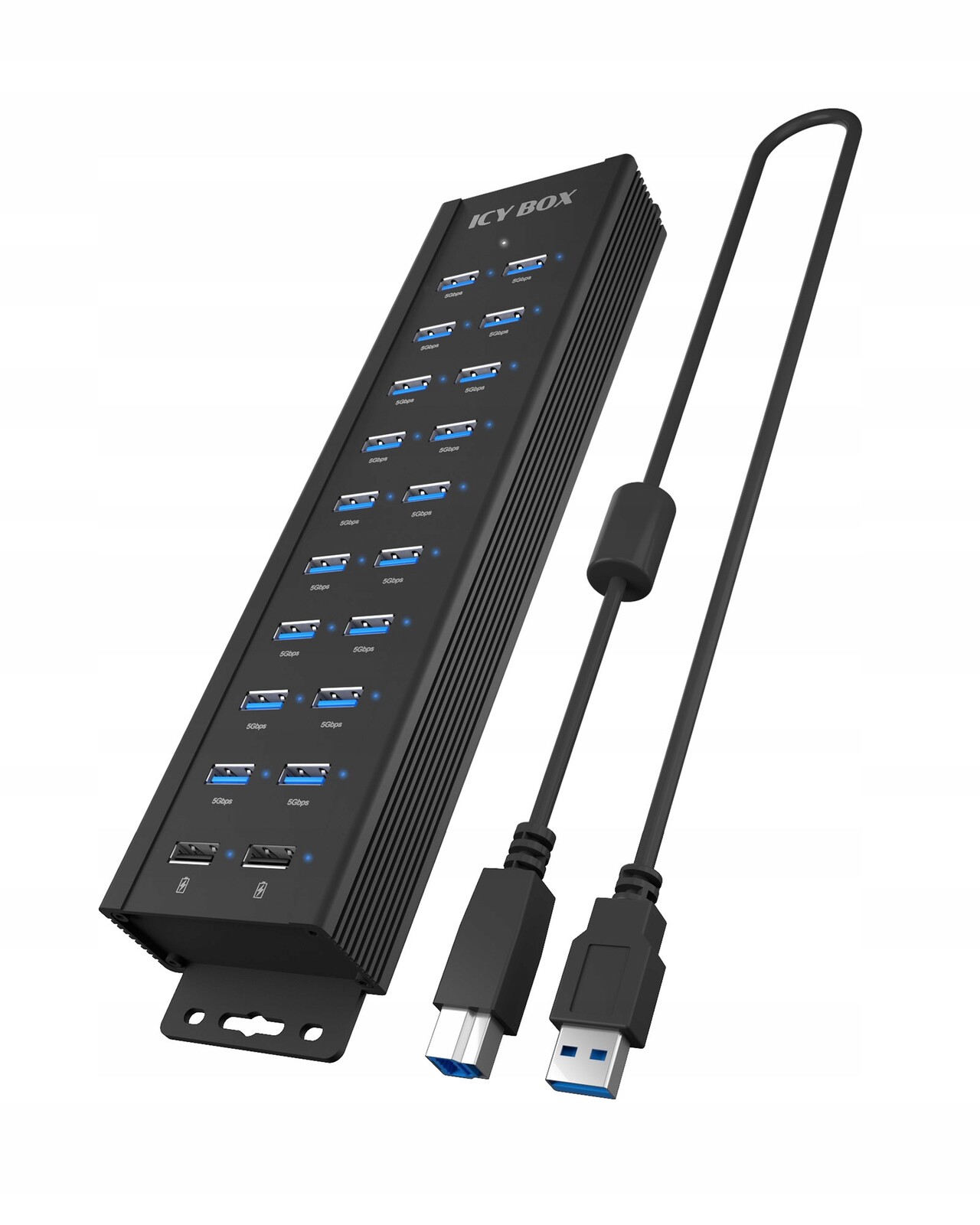 Raidsonic 20-in-1 Usb Hub s napájením, tlačítkem on/off a montáží b